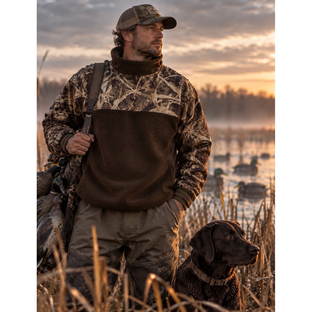 Drake Waterfowl Systems Mens XL Eqwader Pullover Max-4 HD Camo Fleece Hunting